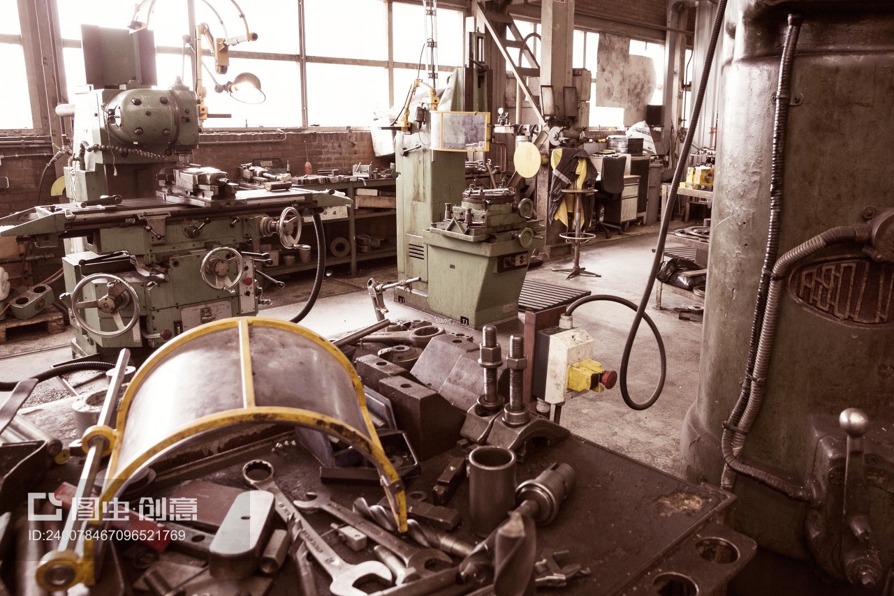 Tools and equipment in an industrial factory